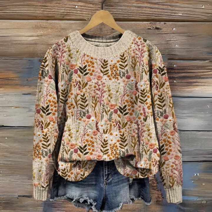 ILSE | Sweater Med Broderede Blomster