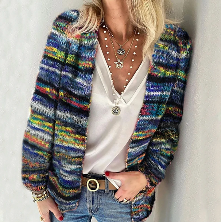 Catherine | Hyggelig flerfarvet cardigan i bomuldsblanding