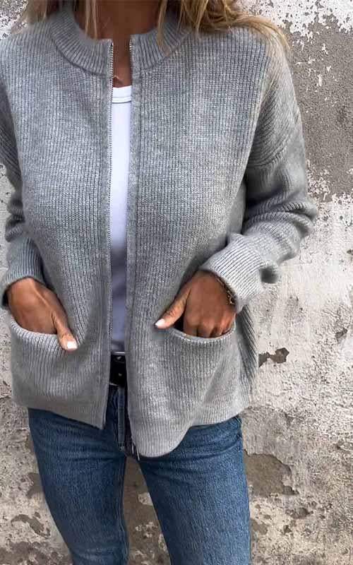 Hilda | Lunt cardigan med lynlås