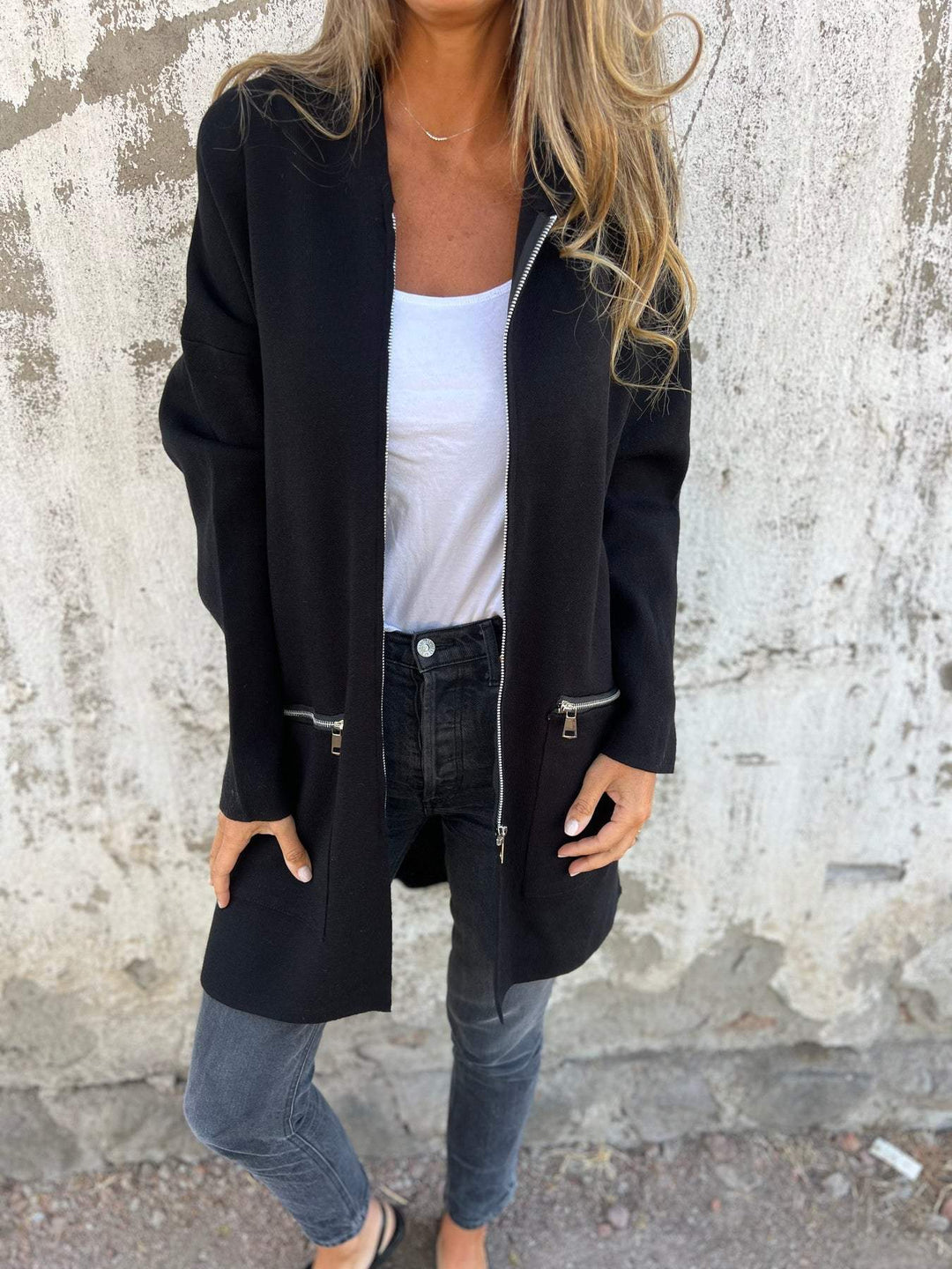 Jula | Cardigan med lynlås, langærmet