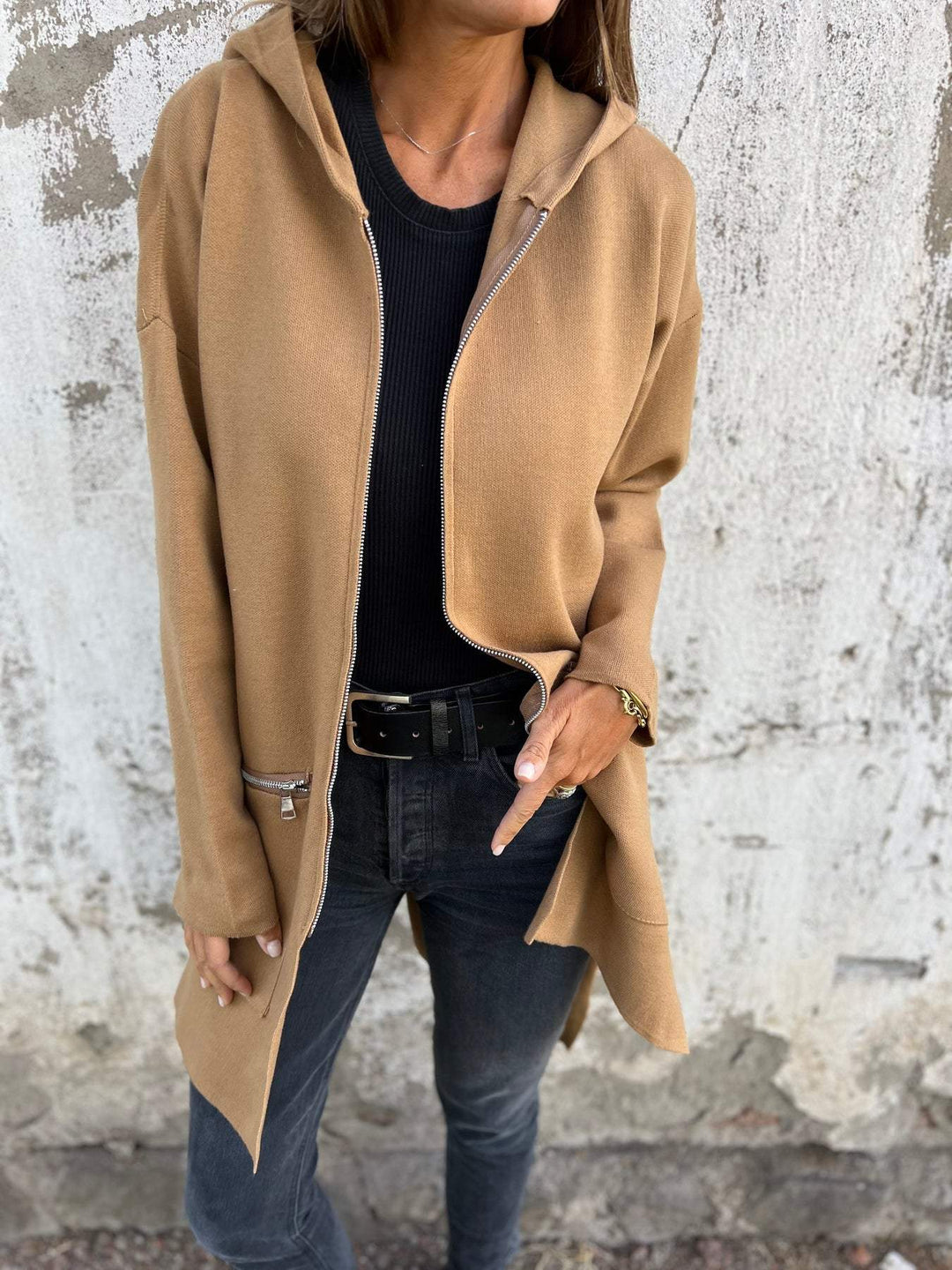 Jula | Cardigan med lynlås, langærmet